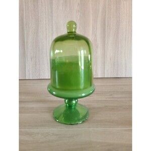 Anthropologie Champagne Cheers Green Glass Cloche Candle Jar Decor